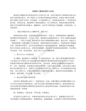 暑期骨干教师培训学习总结