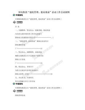 国电集团“强化管理、提高效益”活动工作会议材料