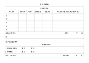 货物交接单