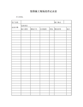 装修施工现场巡查记录表竖版