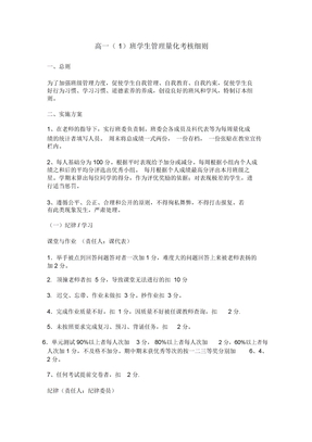 班级学生管理量化考核表