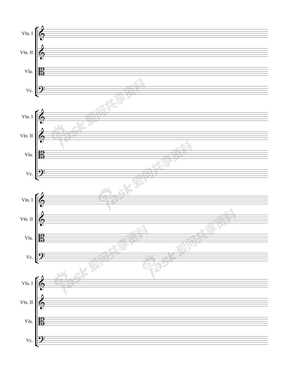 空白五线谱纸 11  string-quartet-page-2