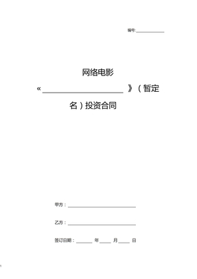 网络电影投资合同协议书范本