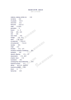 分类词汇亲属关系