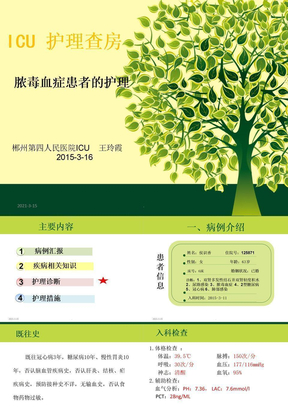 ICU3月脓毒血症护理查房ppt课件