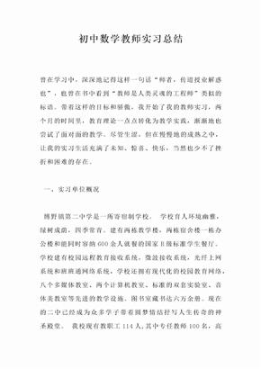 初中数学教师实习总结