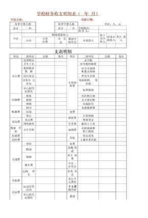 财务收支明细表格