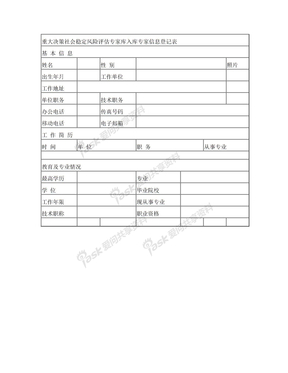 重大决策社会稳定风险评估专家库