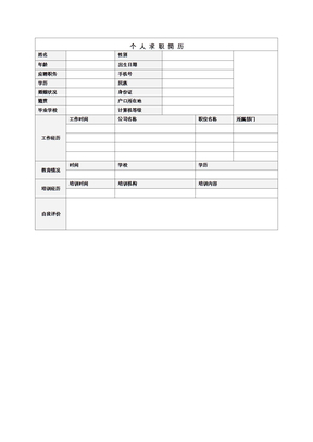 求职简历个人求职简历模板