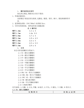 螺钉规格