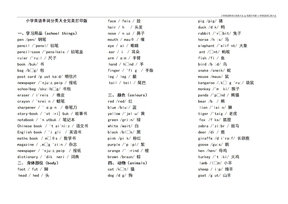 小学英语单词分类表大全A4完美打印版-小学英语词汇表大全
