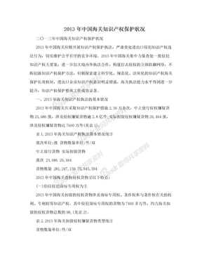 2013年中国海关知识产权保护状况