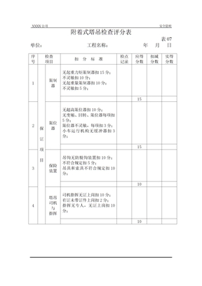 附着式塔吊检查评分表