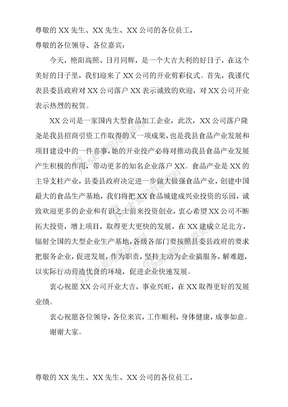 开业庆典,政府领导致辞