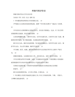 师德考核评价表