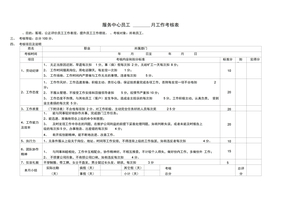 物业服务中心员工工作考核表