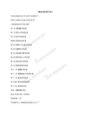 （微商团队排行榜）