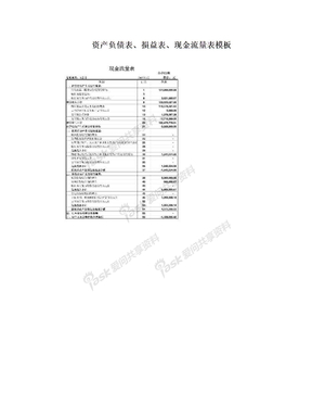 资产负债表、损益表、现金流量表模板