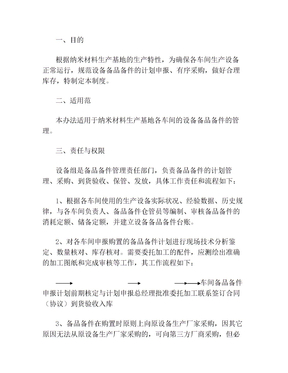 生产备品备件管理制度