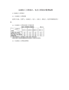 石油化工工程设计、电力工程设计收费标准