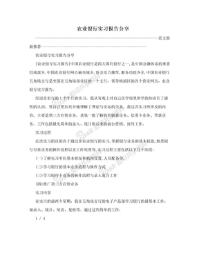 农业银行实习报告分享