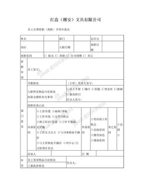 员工办理辞职(离职)手续审批表