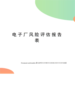 电子厂风险评估报告表
