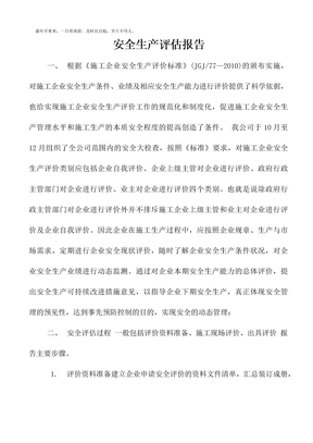 安全生产评估报告
