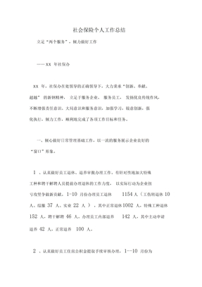 社会保险个人工作总结