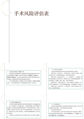 手术风险评估表