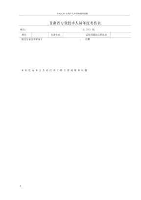 甘肃省专业技术人员年度考核表