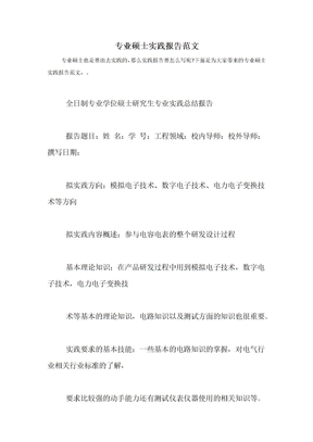 专业硕士实践报告范文