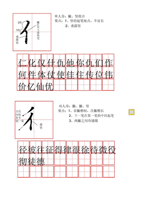 硬笔书法教案偏旁部首