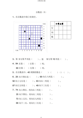 百数表练习题