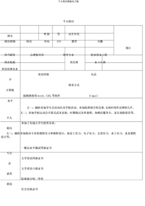 个人简历模板电子版