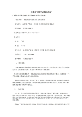 高中研究性学习报告范文