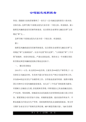 公司副总述职报告