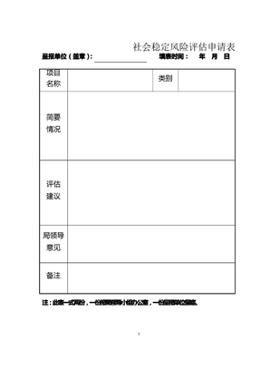 社会稳定风险评估表格