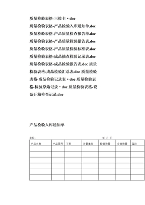 质量检验表格