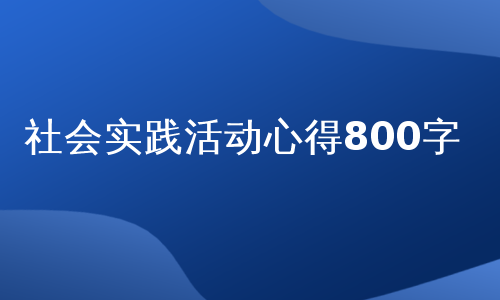 社会实践活动心得800字