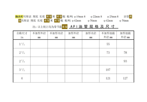 油管规格尺寸对照表