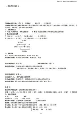 高中化学会考、高考知识点总结与归纳整理(知识主干)