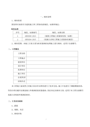 砼质量缺陷修补专项施工方案