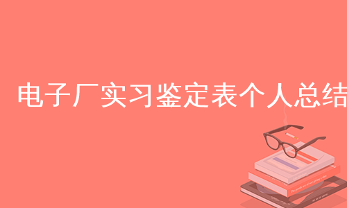 电子厂实习鉴定表个人总结