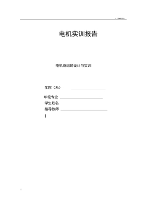 电机实训报告