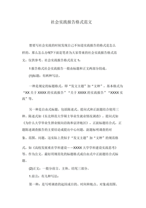 社会实践报告格式范文