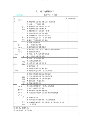 施工电梯检查表格