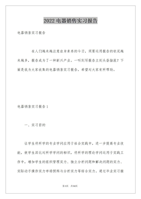 2022电器销售实习报告