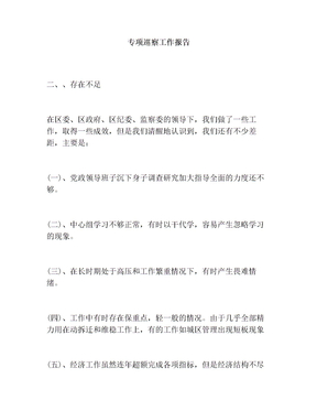 专项巡察工作报告