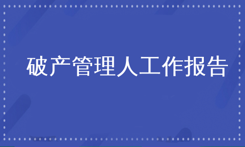 破产管理人工作报告